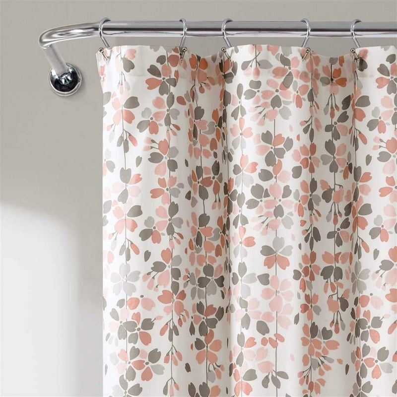 Lush Decor Weeping Flower Shower Curtain 72"W x 72"L Blush & Gray - Fabric Shower Curtains for Bathroom - Floral Bathroom Curtain - Cottage Core Decor - Image 2